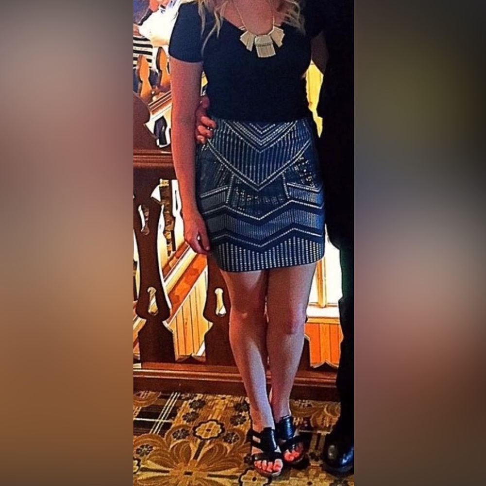 Express blue sequin bandeau skirt size Small.